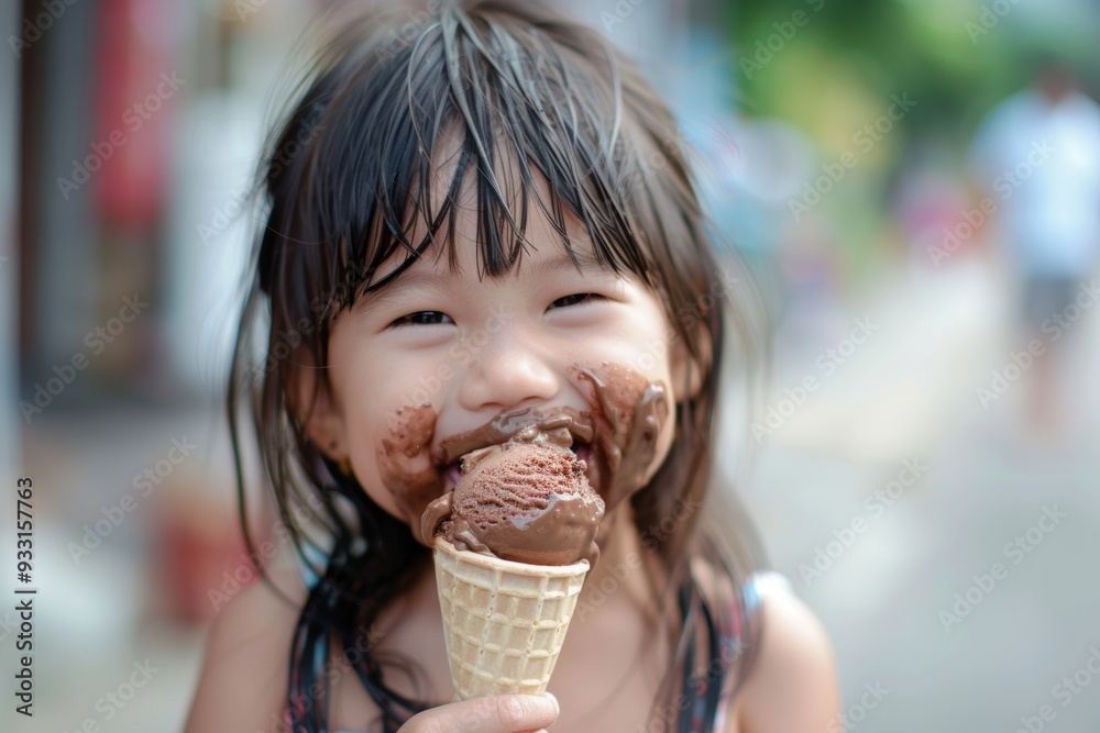 Innocent smile of happy child eating something delightful. Adorable little girl's long hair cascades she eats joyfully. Emblematic of childhood innocence and unpretentious joy. Innocent smile of happy child eating something delightful. Adorable little girl's long hair cascades she eats joyfully. Emblematic of childhood innocence and unpretentious joy.