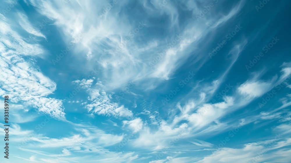 Blue sky background with clouds and sunlight. AI generation Blue sky background with clouds and sunlight. AI generation