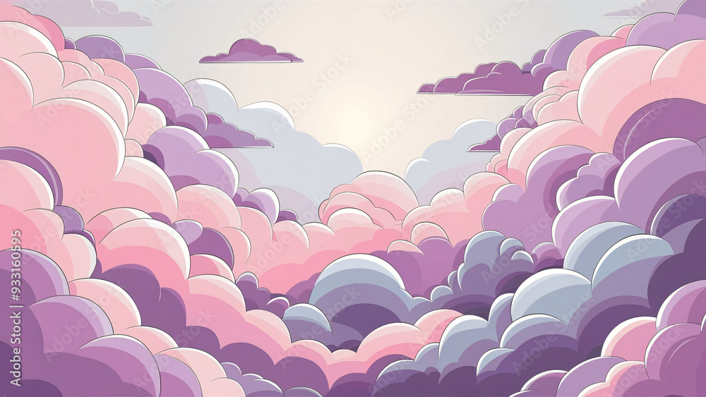 Aesthetic wallpaper featuring soft, fluffy clouds in pastel shades of pink, purple, and blue, floating against a light gradient sky, creating aserene Aesthetic wallpaper featuring soft, fluffy clouds in pastel shades of pink, purple, and blue, floating against a light gradient sky, creating aserene