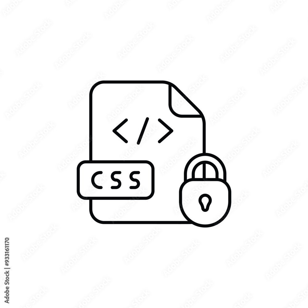 Css Code Locked icon design with white background stock illustration