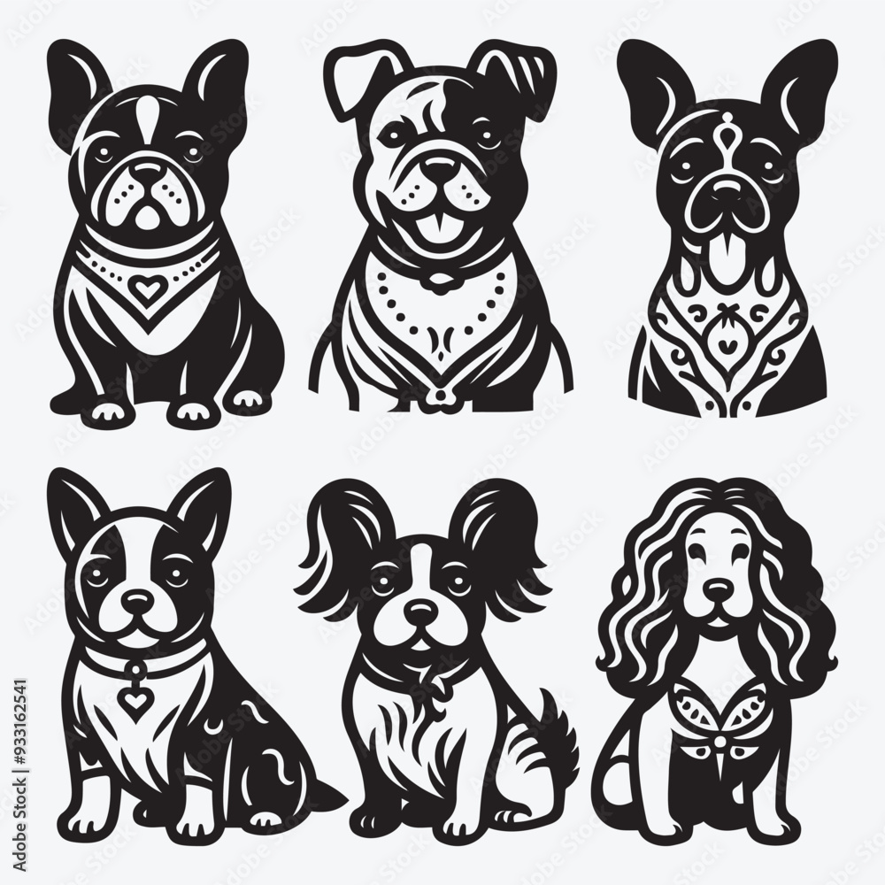 Obraz premium Creative Dog Silhouette Collection Stunning Clip Art for All Pet Enthusiasts
