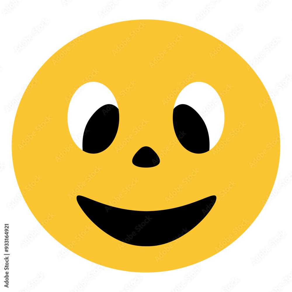 Emoji with a smile. Laughing facial expression. Yellow round. Color vector illustration. Isolated background. Cute grimace. A funny look. Idea for web design. Emoji with a smile. Laughing facial expression. Yellow round. Color vector illustration. Isolated background. Cute grimace. A funny look. Idea for web design.