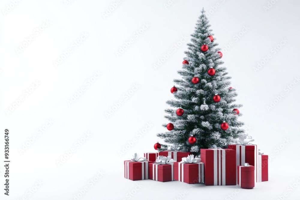 Naklejka premium christmas tree with gift boxes on a white background 