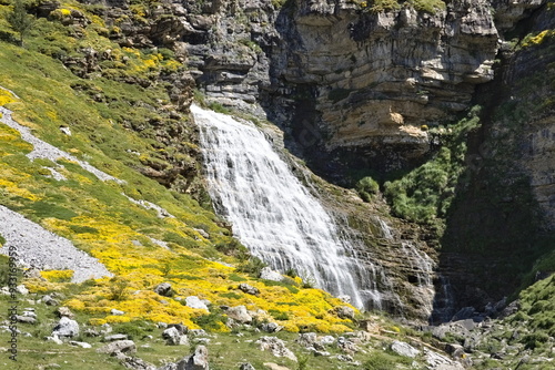 horsetail waterfall in ordesa and monte perdido national park photo