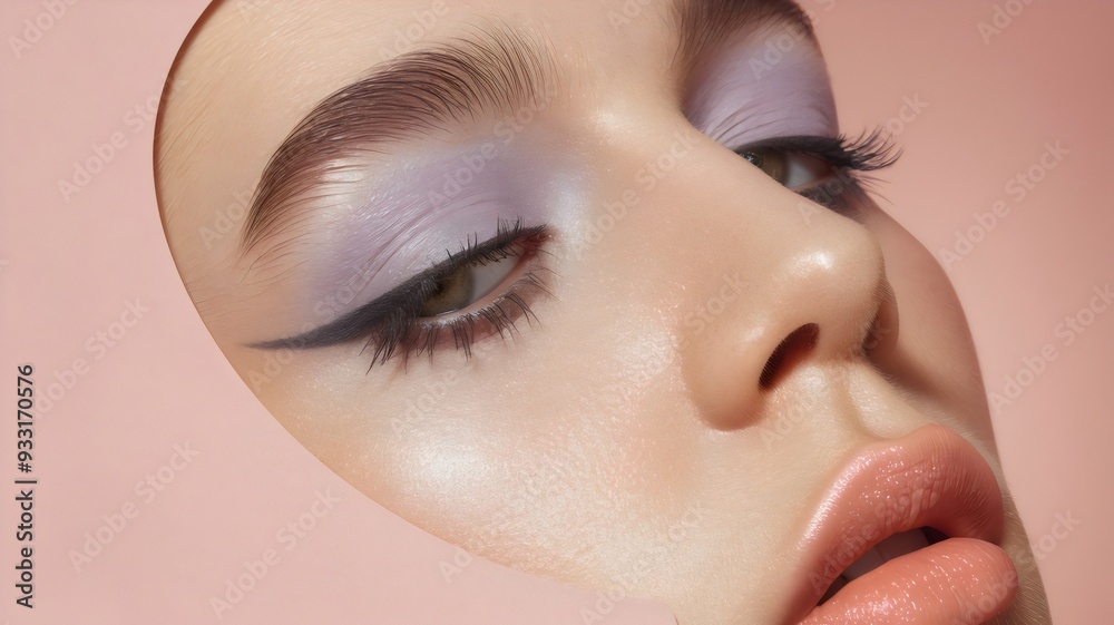 Fototapeta premium Gentle Makeup Look with Lavender and Peach Tones