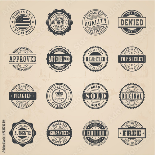 Commercial Stamp Vector Set Retro Vintage