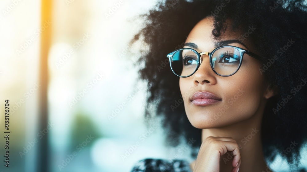 A businesswoman reflects deeply while seated in a modern office, showcasing her thoughtful demeanor A businesswoman reflects deeply while seated in a modern office, showcasing her thoughtful demeanor