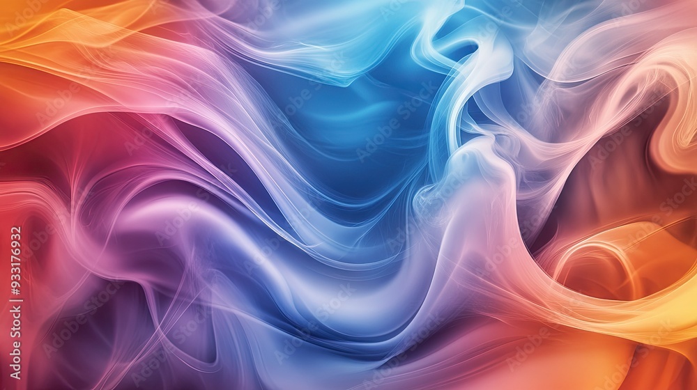 Obraz premium A stunning swirl of multicolored smoke, creating an artistic, fluid pattern that flows dynamically.