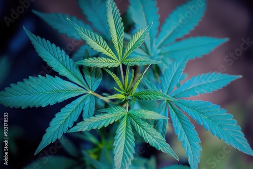 Close-up view of a green cannabis leaf showcasing its vibrant texture and detailed structure in natural lighting.