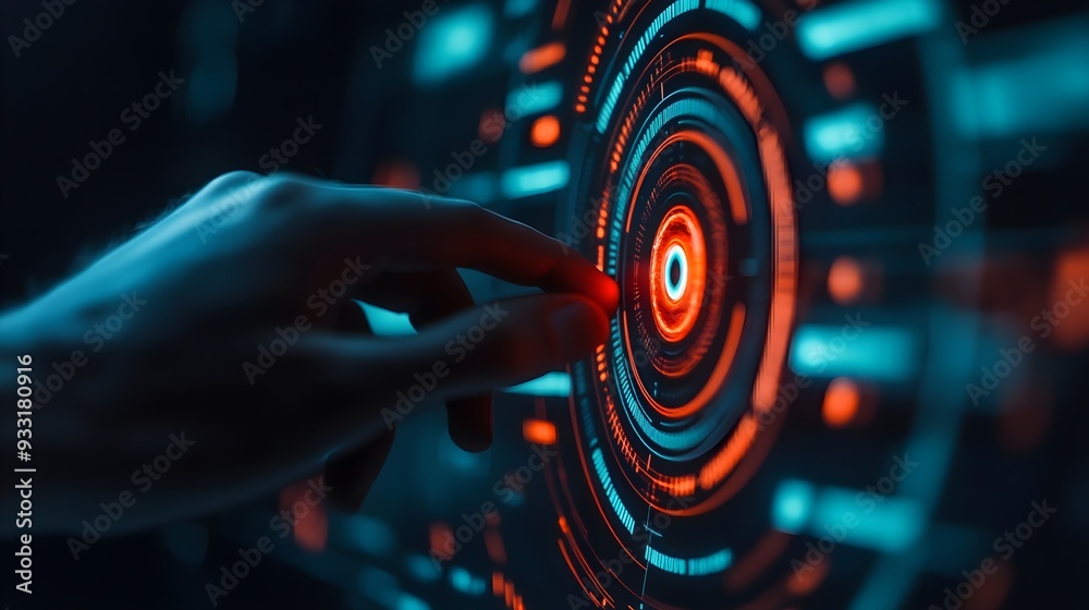 Fototapeta premium Hand Interacting with Futuristic Interface