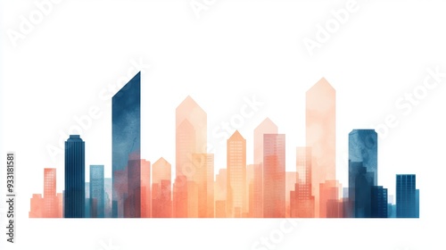 Wallpaper Mural Futuristic Cityscape with Rising Graph Lines - Urban Growth and Prosperity Concept, High Detail 8K Image with Copy Space Torontodigital.ca