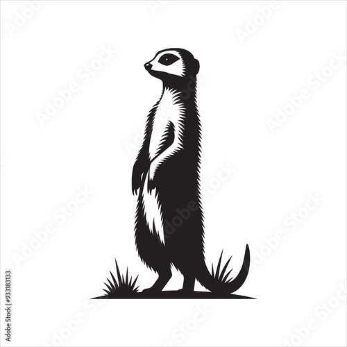 Meerkat silhouette vector art illustration