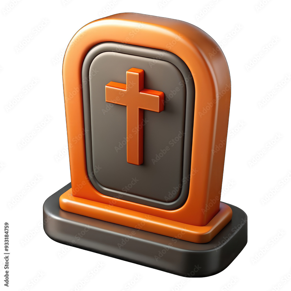 Fototapeta premium Halloween decoration with tombstone and pumpkins