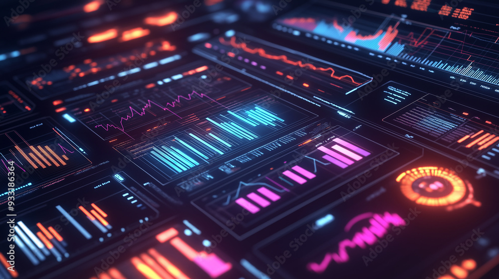 Obraz premium Advanced Data Analytics Dashboard, Big Data and AI Visualization Interface