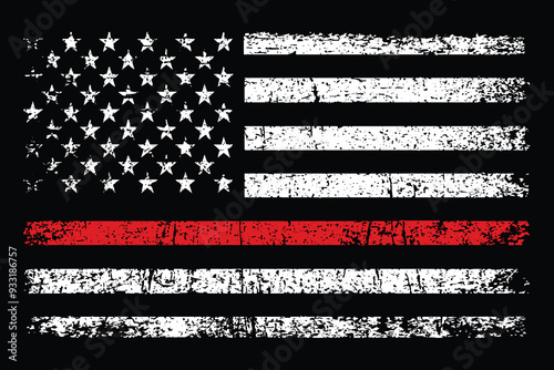 Thin Red Line Flag. Fire Fighter Department Flag