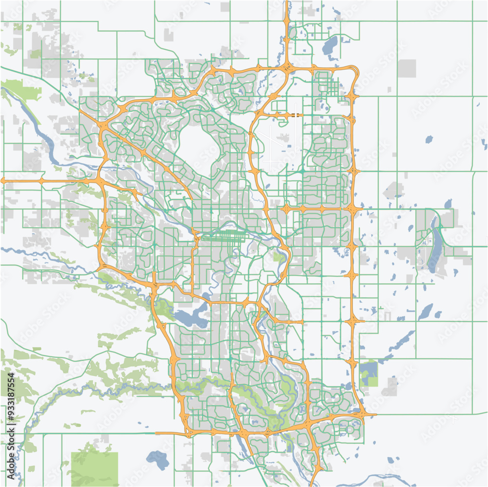 Road map of Calgary in Canada. Contains layered vector with roads water, parks, etc. Road map of Calgary in Canada. Contains layered vector with roads water, parks, etc.