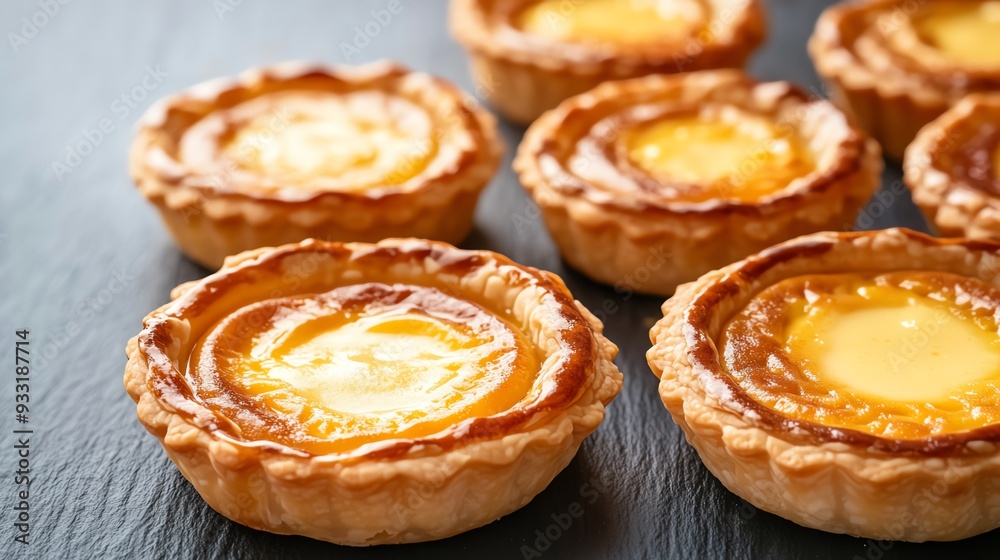 Egg tarts with a sweet custard filling Egg tarts with a sweet custard filling
