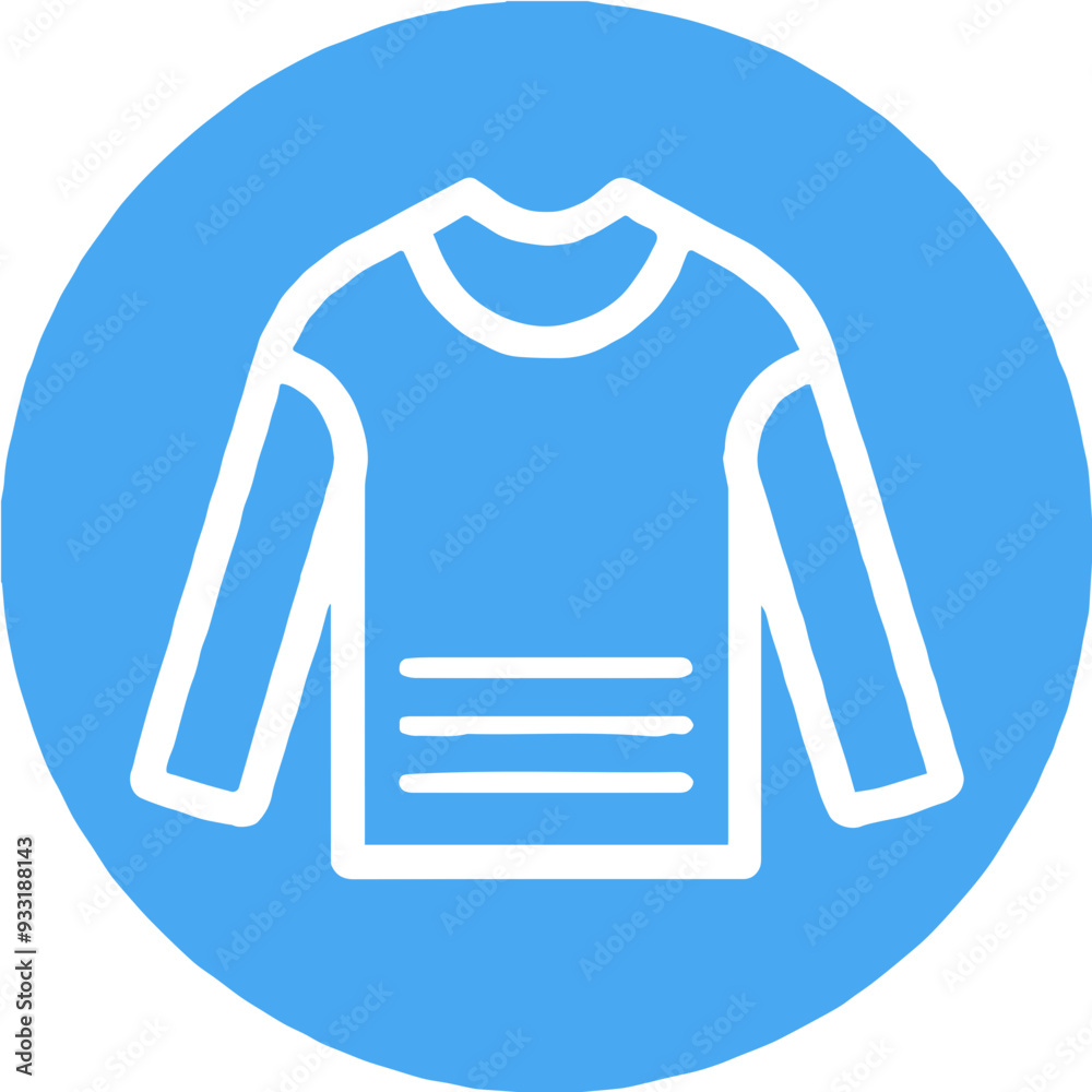 Blue Icon of Sweater with Simple Lines Blue Icon of Sweater with Simple Lines