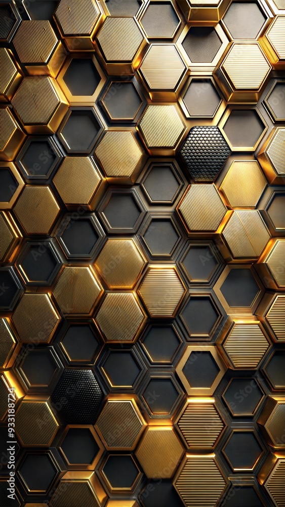 Golden Hexagonal Metallic Texture Background Golden Hexagonal Metallic Texture Background