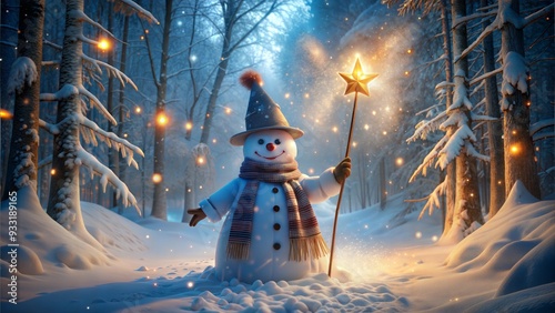 nowman in Enchanted Forest Holding a Star Staff photo