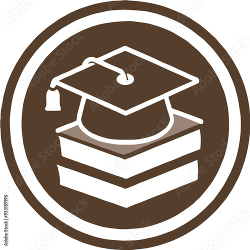 Graduation cap icon in brown circle for academic and educational design