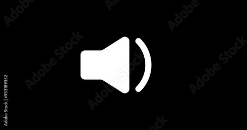 Loose sound animation. White on black. Alpha channel. Footage. Transparetn background.