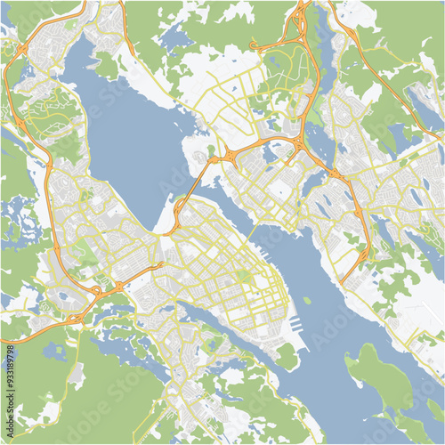 Road map of Halifax in Canada. Contains layered vector with roads water, parks, etc.