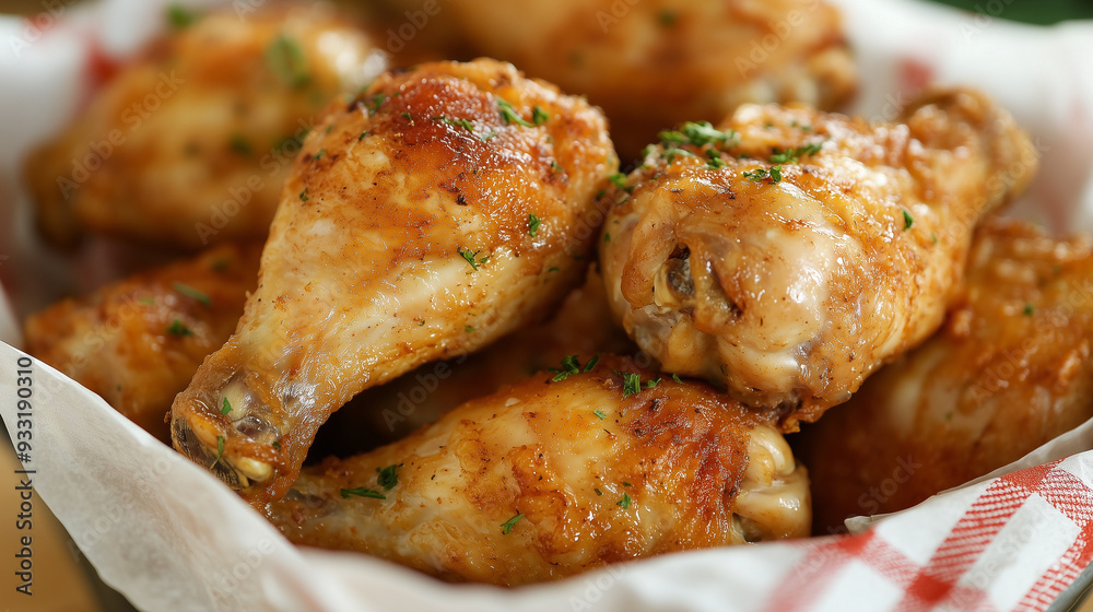 Close-up of Golden-Brown, Crispy Fried Chicken Wings in a White Bowl on a Beige Tablecloth, Captured with Natural Golden Hour Lighting, 35mm Lens, and f/2.8 Aperture, in a Cozy Kitchen Setting Close-up of Golden-Brown, Crispy Fried Chicken Wings in a White Bowl on a Beige Tablecloth, Captured with Natural Golden Hour Lighting, 35mm Lens, and f/2.8 Aperture, in a Cozy Kitchen Setting