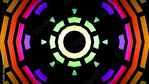 Colorful snowflake. Glows symbol on black background. Abstract winter concept. VJ Christmas 