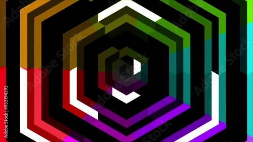 Colorful snowflake. Glows symbol on black background. Abstract winter concept. VJ Christmas 