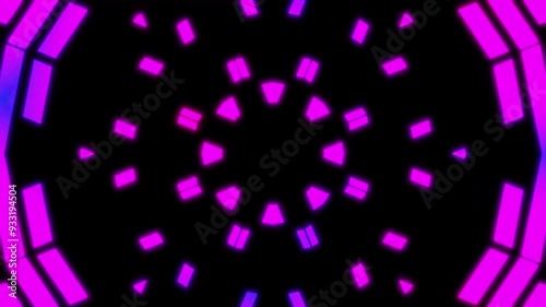 Colorful snowflake. Glows symbol on black background. Abstract winter concept. VJ Christmas 