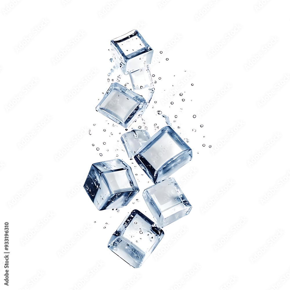 Ice cubes, ice, falling ice cubes, ice cubes on white background Ice cubes, ice, falling ice cubes, ice cubes on white background