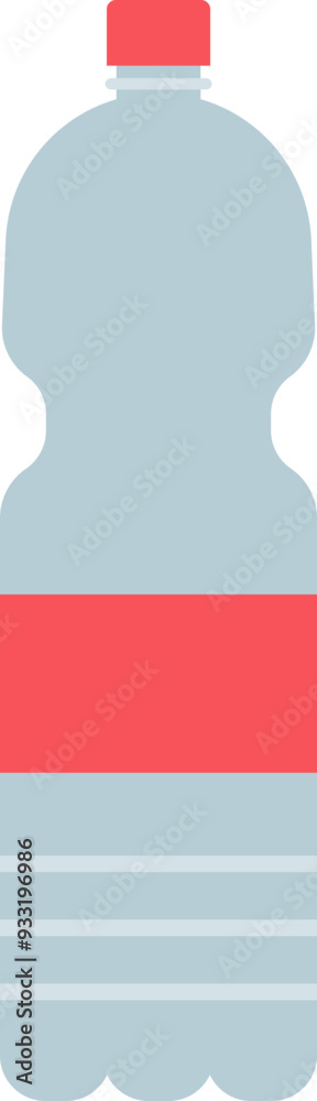 Naklejka premium Clear plastic water bottle with red label, symbolizing hydration and eco-friendly reusable containers.