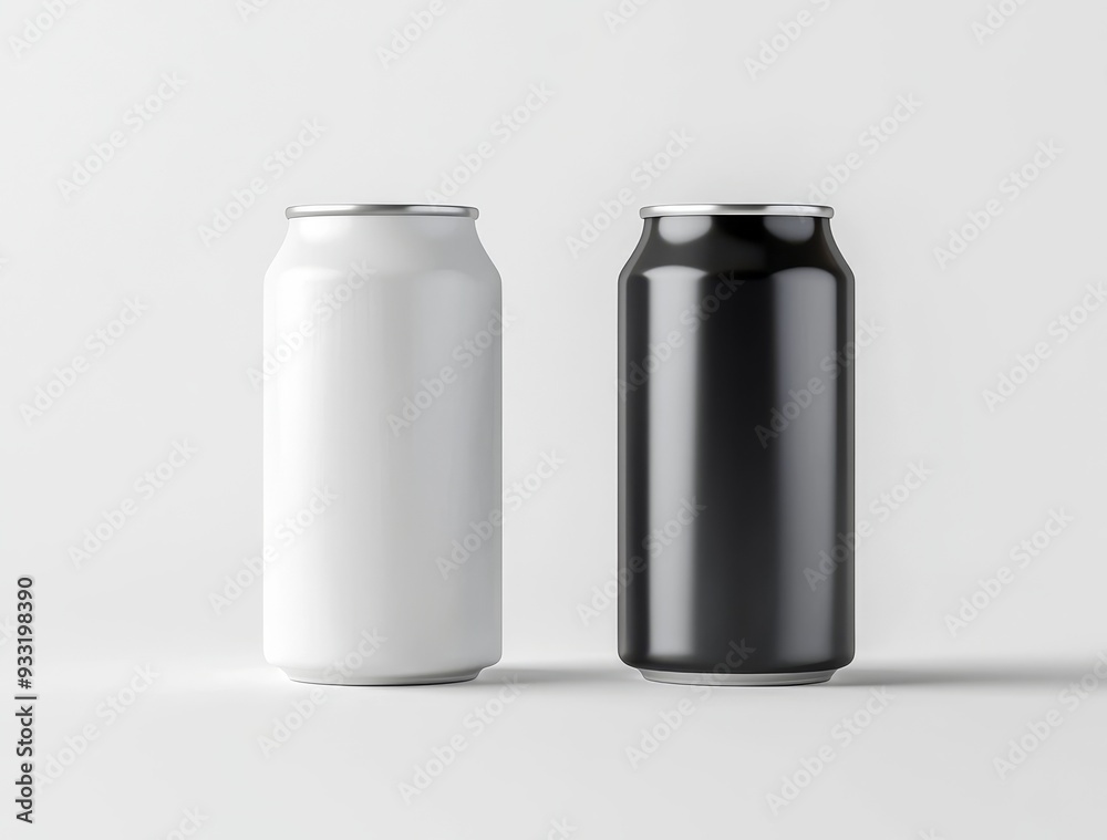Big blank black and white aluminium soda can mockup set, isolated. Empty beer tin packaging mockups set. Canned drink jar packaging. Plain fizzy pop bank packaging. Big blank black and white aluminium soda can mockup set, isolated. Empty beer tin packaging mockups set. Canned drink jar packaging. Plain fizzy pop bank packaging.
