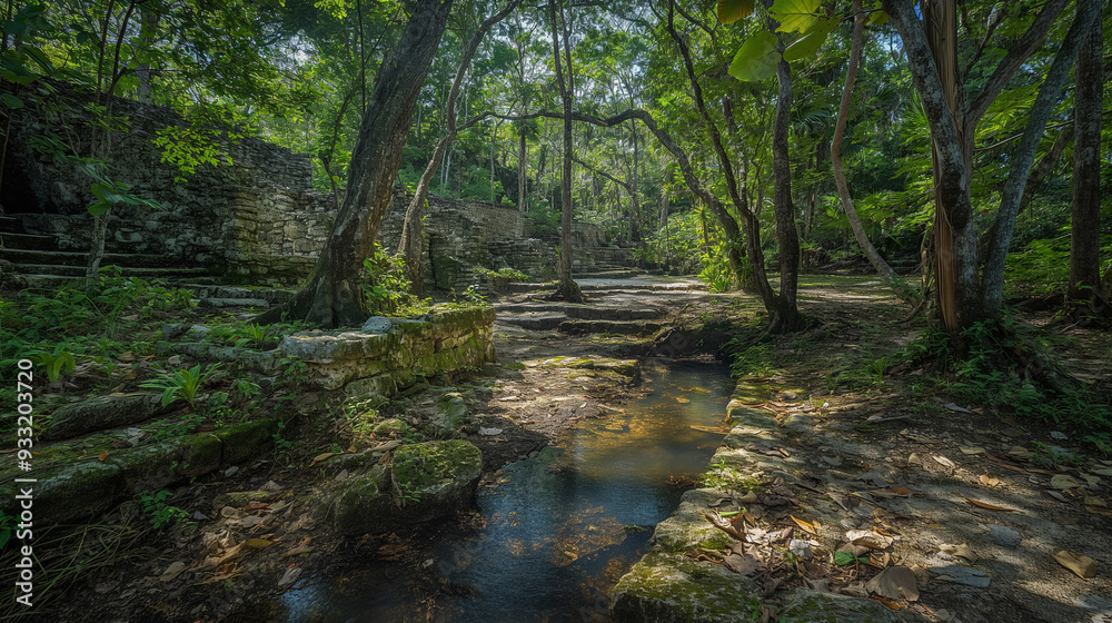 Mayan ruins and jungle in Mexico, adventure travel destination, perfect travel wallpaper Mayan ruins and jungle in Mexico, adventure travel destination, perfect travel wallpaper