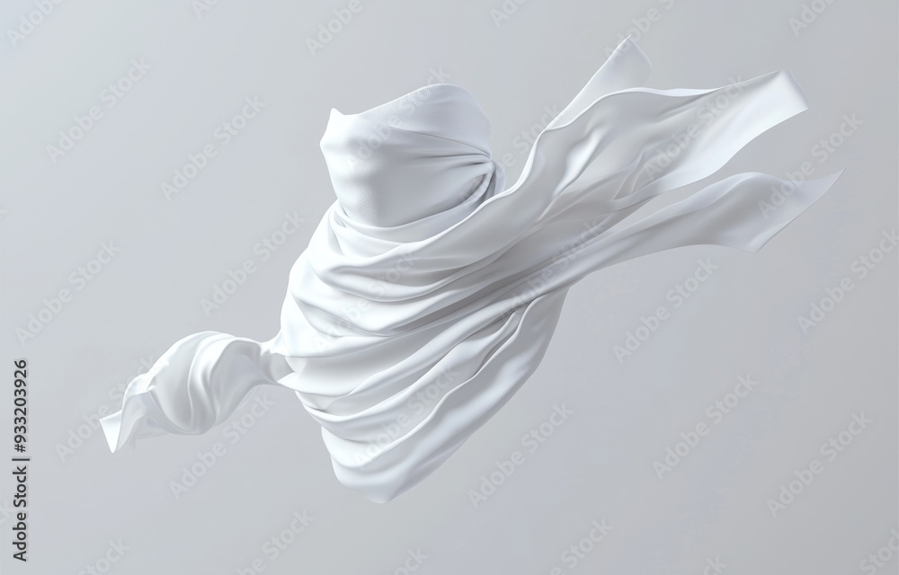 This mockup represents a blank white folded neck gaiter with a half-turned view and no gravity involved This mockup represents a blank white folded neck gaiter with a half-turned view and no gravity involved