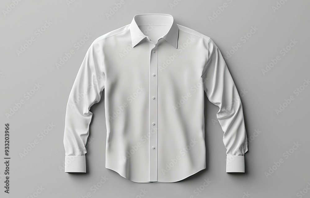 Shirt mockup, front view, gray background, white classic shirt Shirt mockup, front view, gray background, white classic shirt