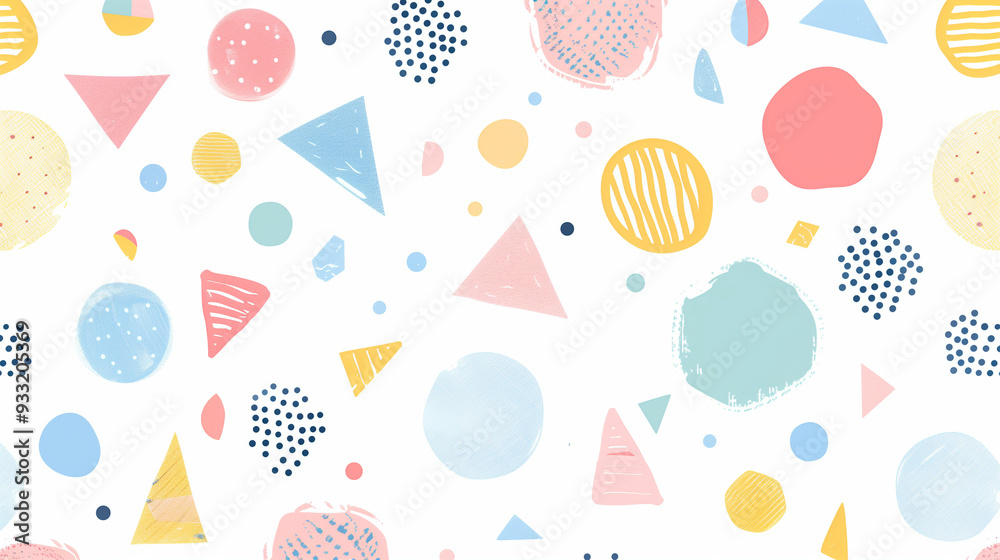 Cheerful Pastel Geometric Shapes and Lines in a Playful Abstract Artistic Pattern. Cheerful Pastel Geometric Shapes and Lines in a Playful Abstract Artistic Pattern.