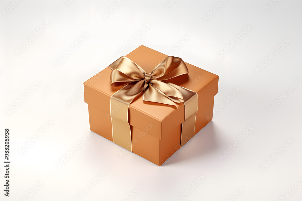 Box with gift ribbon gold color isolated on white background. Box with gift ribbon gold color isolated on white background.