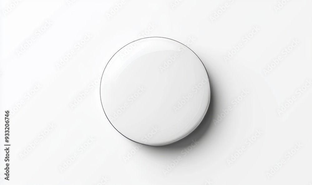 Mockup of a blank white glass round fridge magnet, from the side Mockup of a blank white glass round fridge magnet, from the side