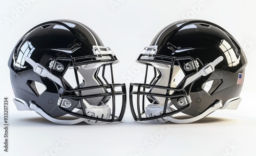 American football helmet mockup, profile view, black and white