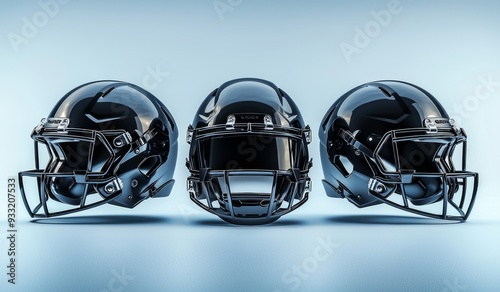 Blank black American football helmet mockup, different perspectives photo