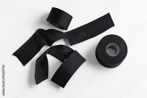 Blank mockup of black twill silk scarves, different types