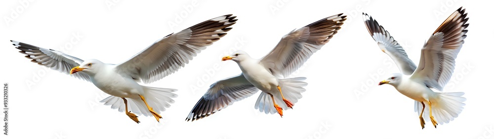 Obraz premium Seagull in flight on isolated white copy