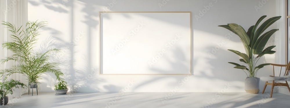Minimalist Scandinavian Style Frame Mockup on Bright White Background 3D Rendered Scene with Diffused Lighting and Color Accents for Home or Gallery Display Minimalist Scandinavian Style Frame Mockup on Bright White Background 3D Rendered Scene with Diffused Lighting and Color Accents for Home or Gallery Display