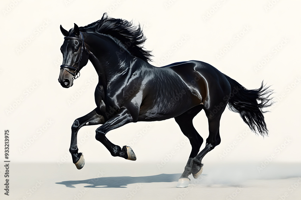 Beautiful black horse galloping isolated on white background Beautiful black horse galloping isolated on white background