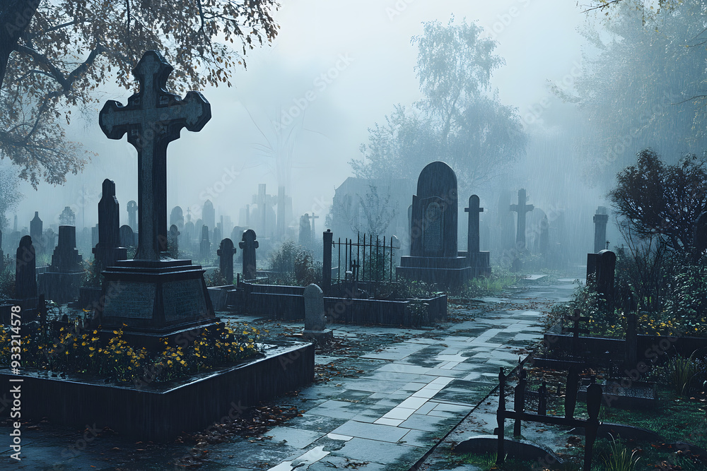 Funeral, graveyard, cemetery landscape Funeral, graveyard, cemetery landscape