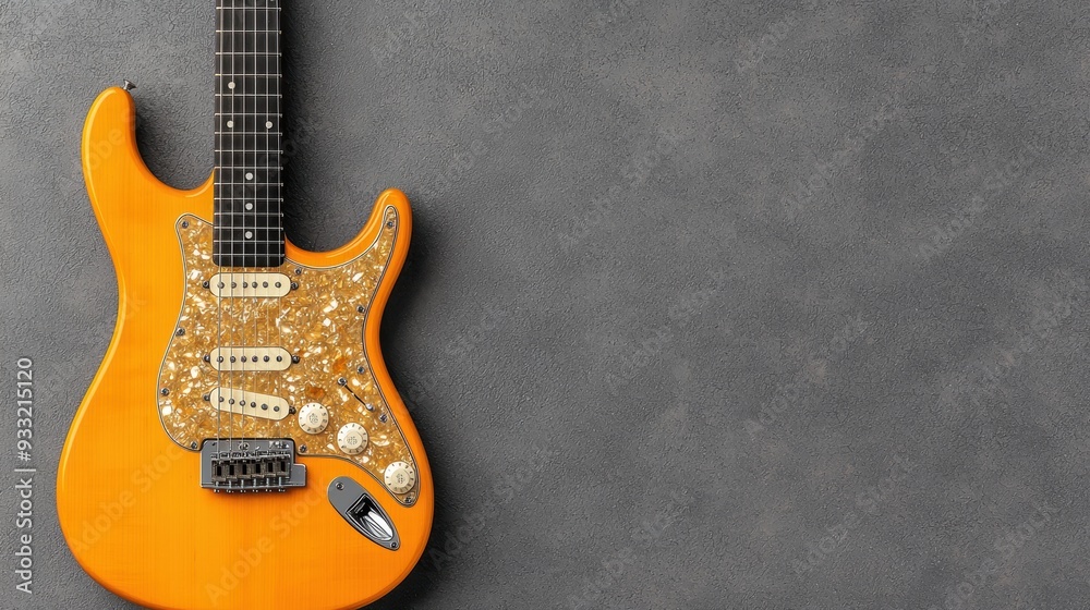 Fototapeta premium Luxurious Gemstone Inlaid Guitar - Exquisite Musical Instrument with Intricate Patterns and Copy Space, High Detail 8K Resolution