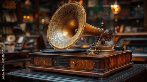 Vintage Gramophone with Intricate Details