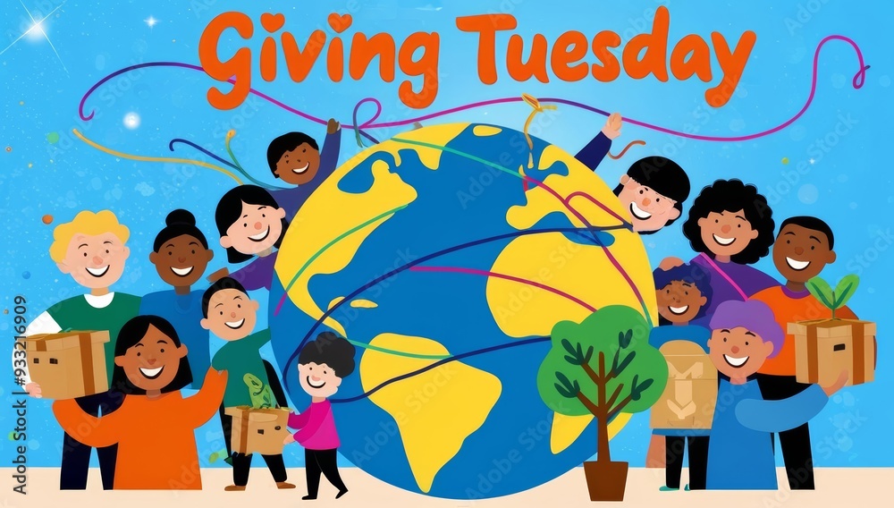 Fototapeta premium A vibrant and colorful illustration depicting giving tuesday